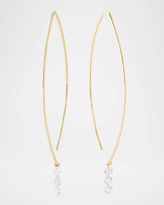 18K Yellow Gold Floating Diamond Earrings